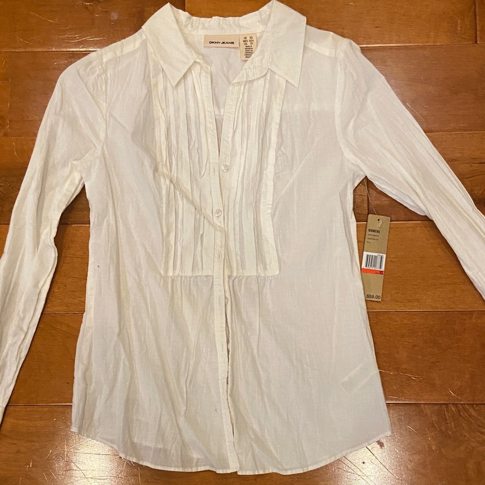 DKNY White Button-Up Blouse